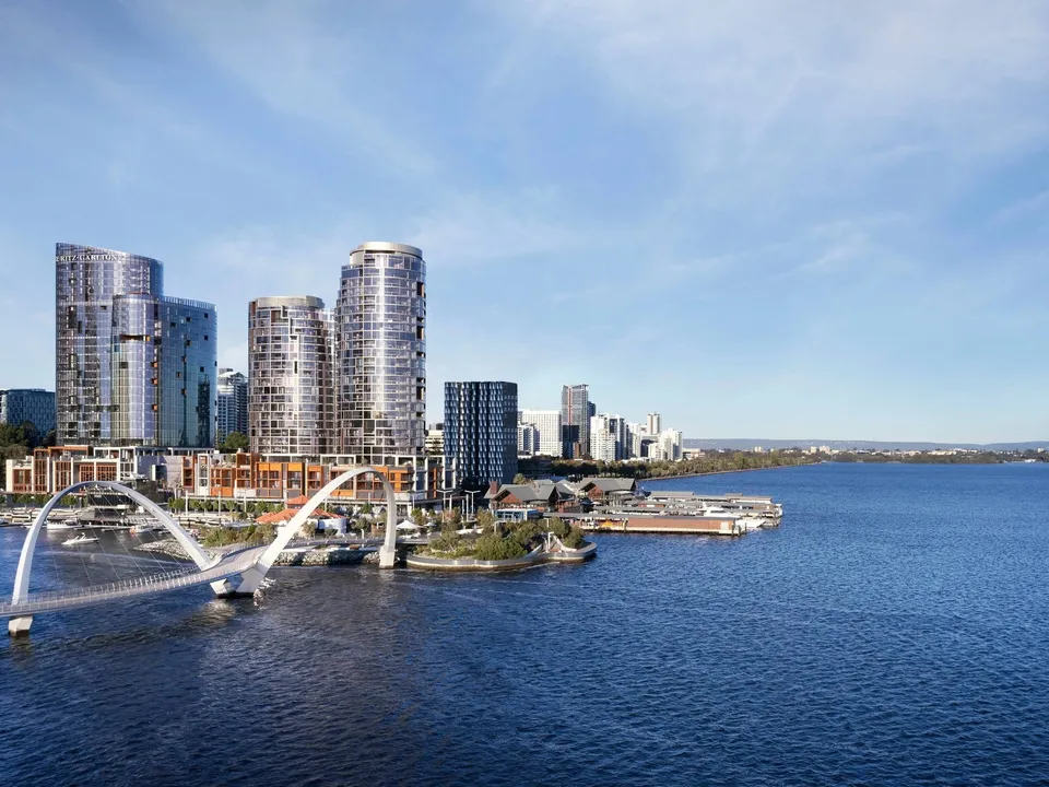 Elizabeth Quay and the Swan River, with The Ritz-Carlton, Perth on the waterfront