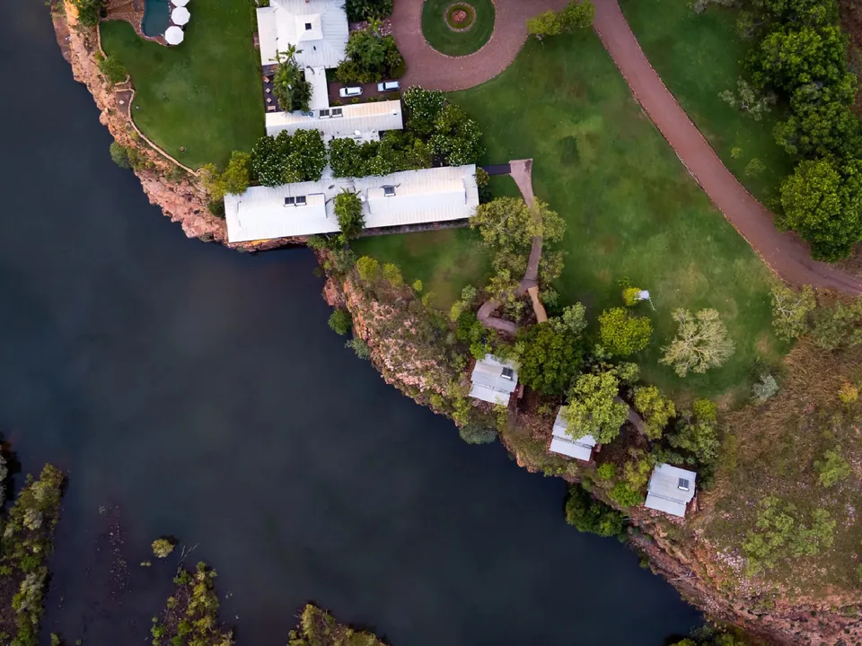 Aerial view of El Questro Homestead on the Chamberlain River