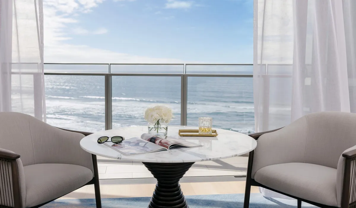 The Langham, Gold Coast: a sitting area overlooking the ocean