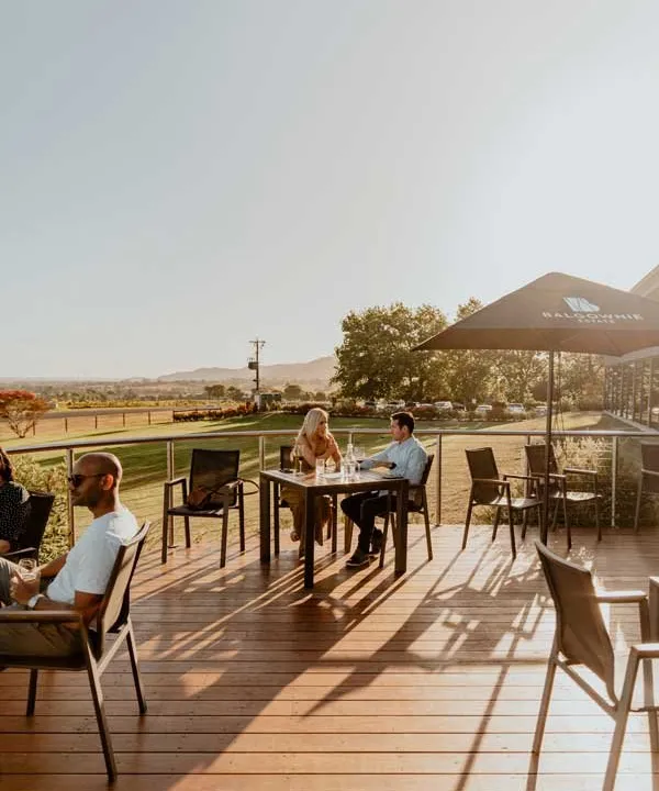 Outdoor deck dining overlooking the Yarra Valley